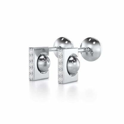 Exquisite Enchantment Silver Stud Earrings - White Gold - Image 2