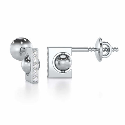 Exquisite Enchantment Silver Stud Earrings - White Gold - Image 3