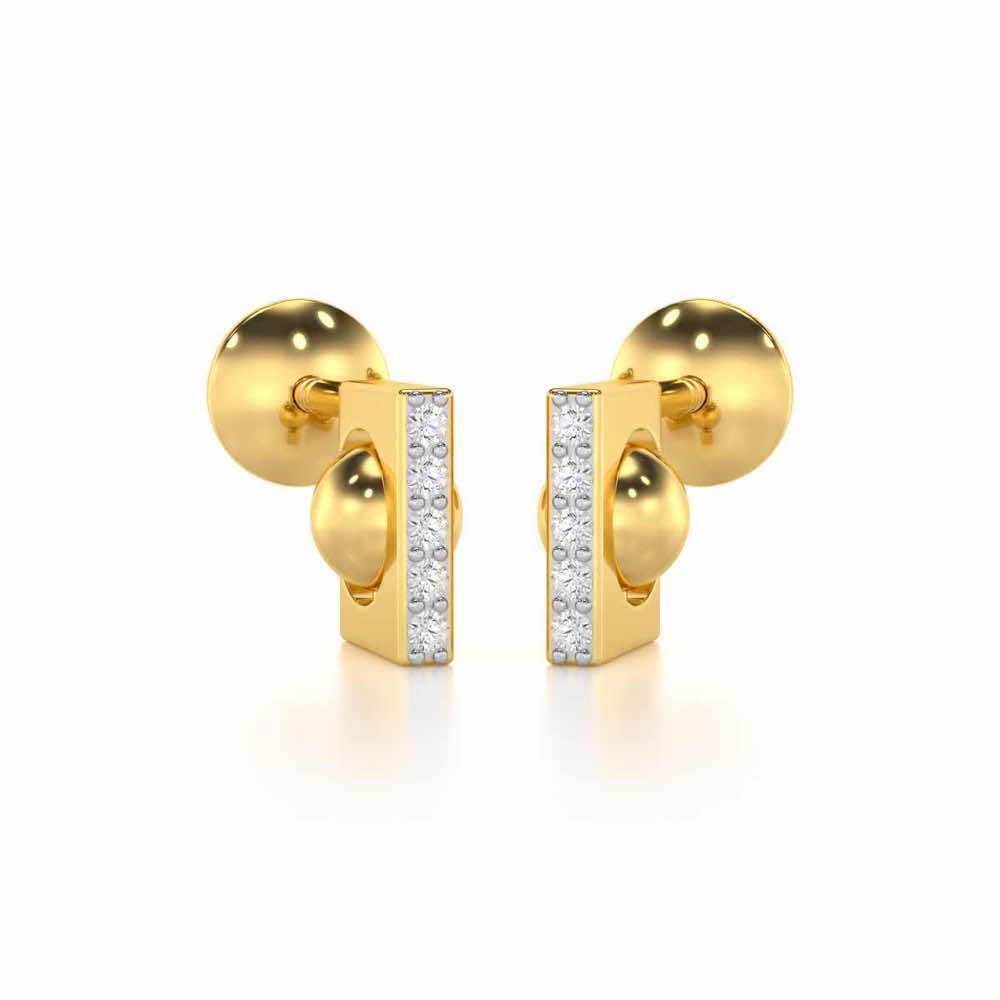 Exquisite Enchantment Silver Stud Earrings - Yellow Gold - Image 1