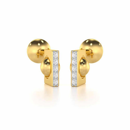 Exquisite Enchantment Silver Stud Earrings - Yellow Gold - Image 1