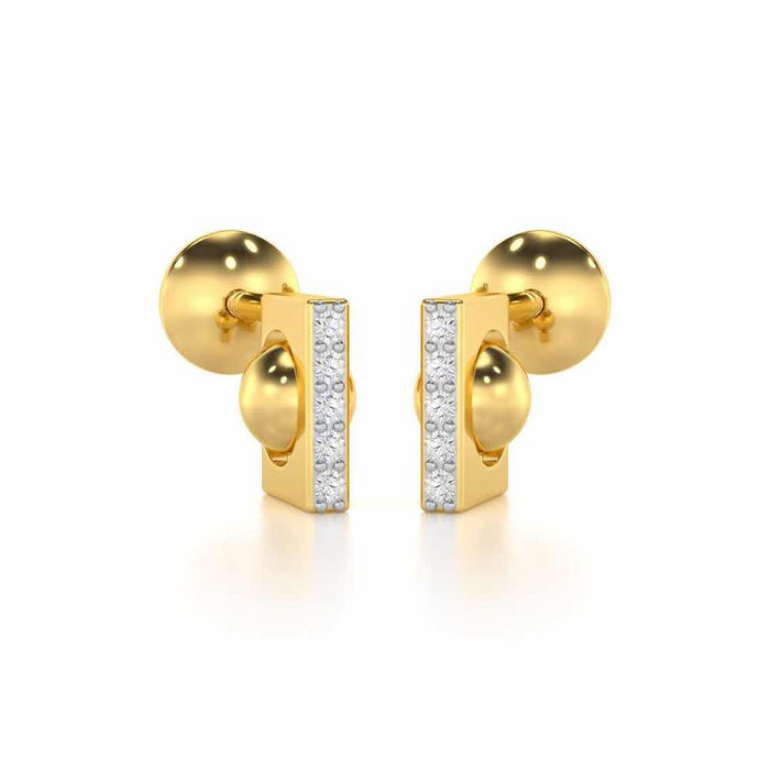 Exquisite Enchantment Silver Stud Earrings - Yellow Gold - Image 1