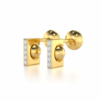 Exquisite Enchantment Silver Stud Earrings - Yellow Gold - Image 2