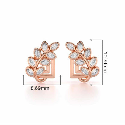 Exquisite Essence Silver Stud Earrings - Rose Gold - Image 2