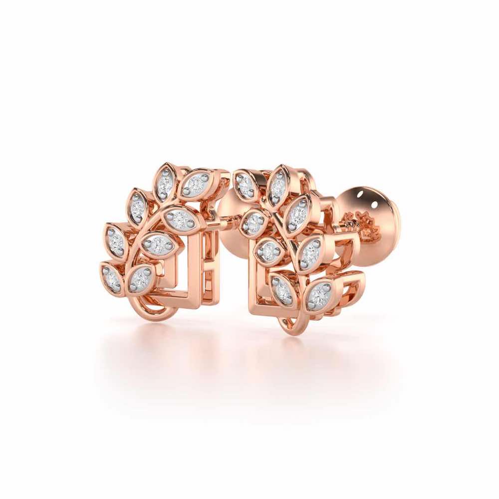 Exquisite Essence Silver Stud Earrings - Rose Gold - Image 3