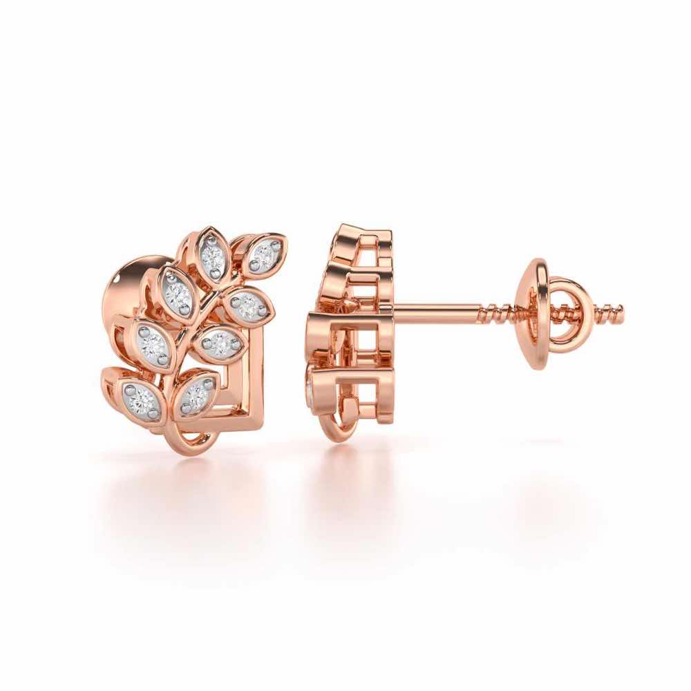Exquisite Essence Silver Stud Earrings - Rose Gold - Image 4