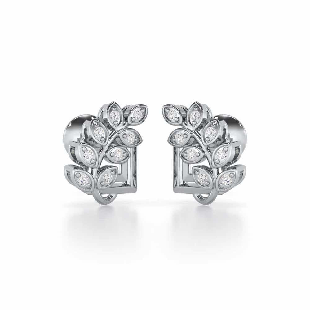 Exquisite Essence Silver Stud Earrings - White Gold - Image 1