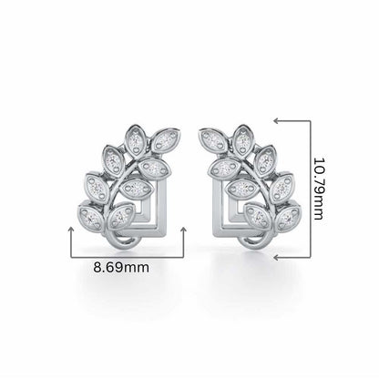 Exquisite Essence Silver Stud Earrings - White Gold - Image 2