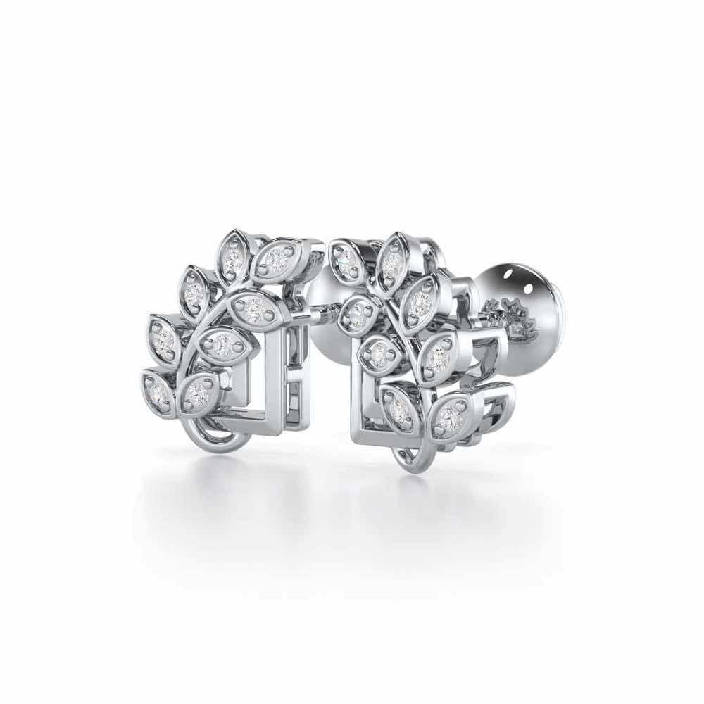 Exquisite Essence Silver Stud Earrings - White Gold - Image 3