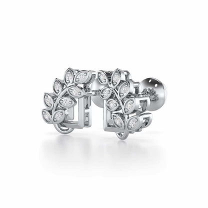 Exquisite Essence Silver Stud Earrings - White Gold - Image 3