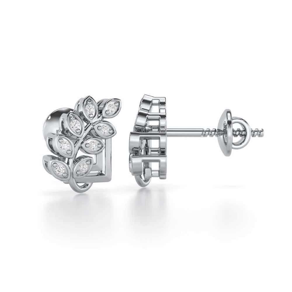 Exquisite Essence Silver Stud Earrings - White Gold - Image 4