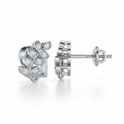 Exquisite Essence Silver Stud Earrings - White Gold - Image 4