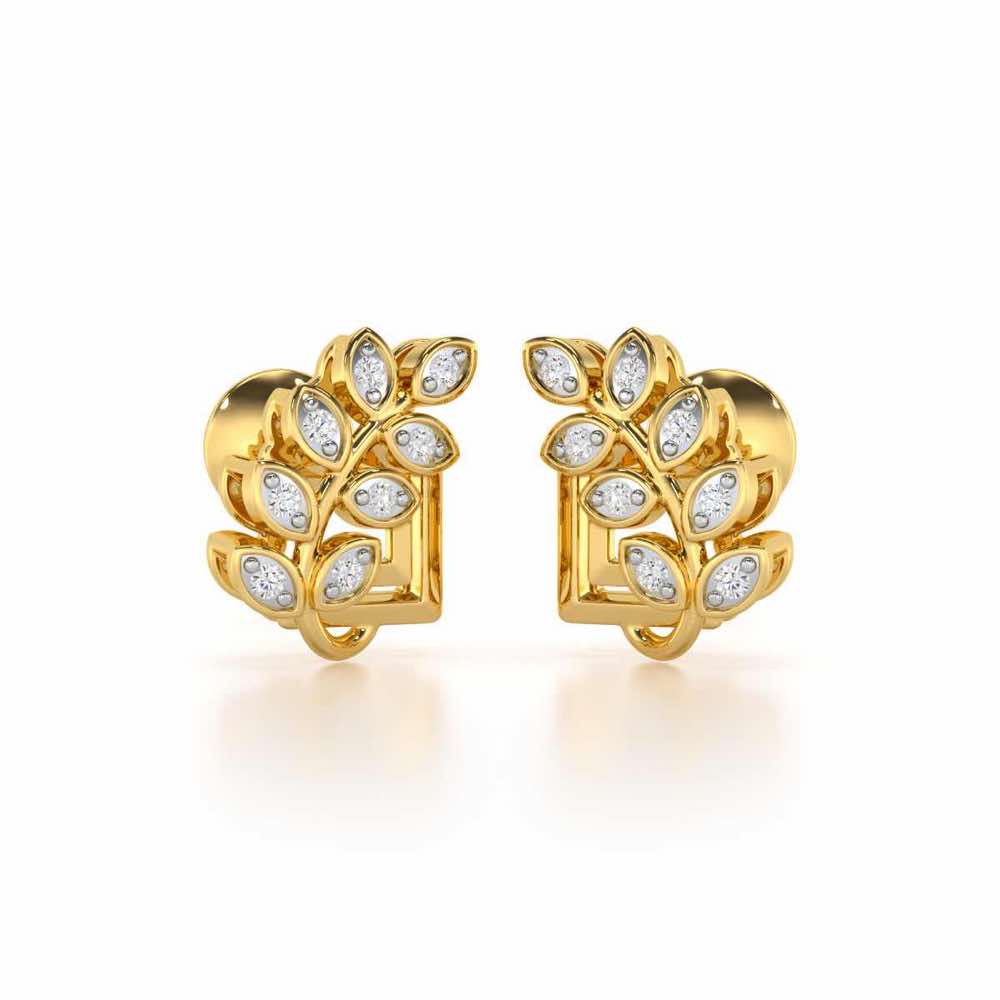 Exquisite Essence Silver Stud Earrings - Yellow Gold - Image 1