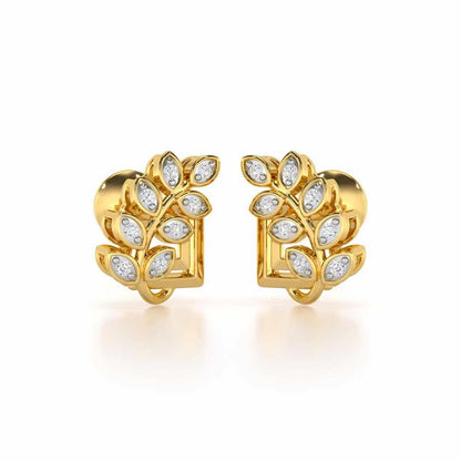 Exquisite Essence Silver Stud Earrings - Yellow Gold - Image 1