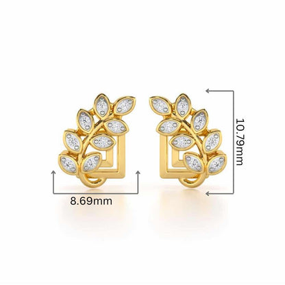 Exquisite Essence Silver Stud Earrings - Yellow Gold - Image 2