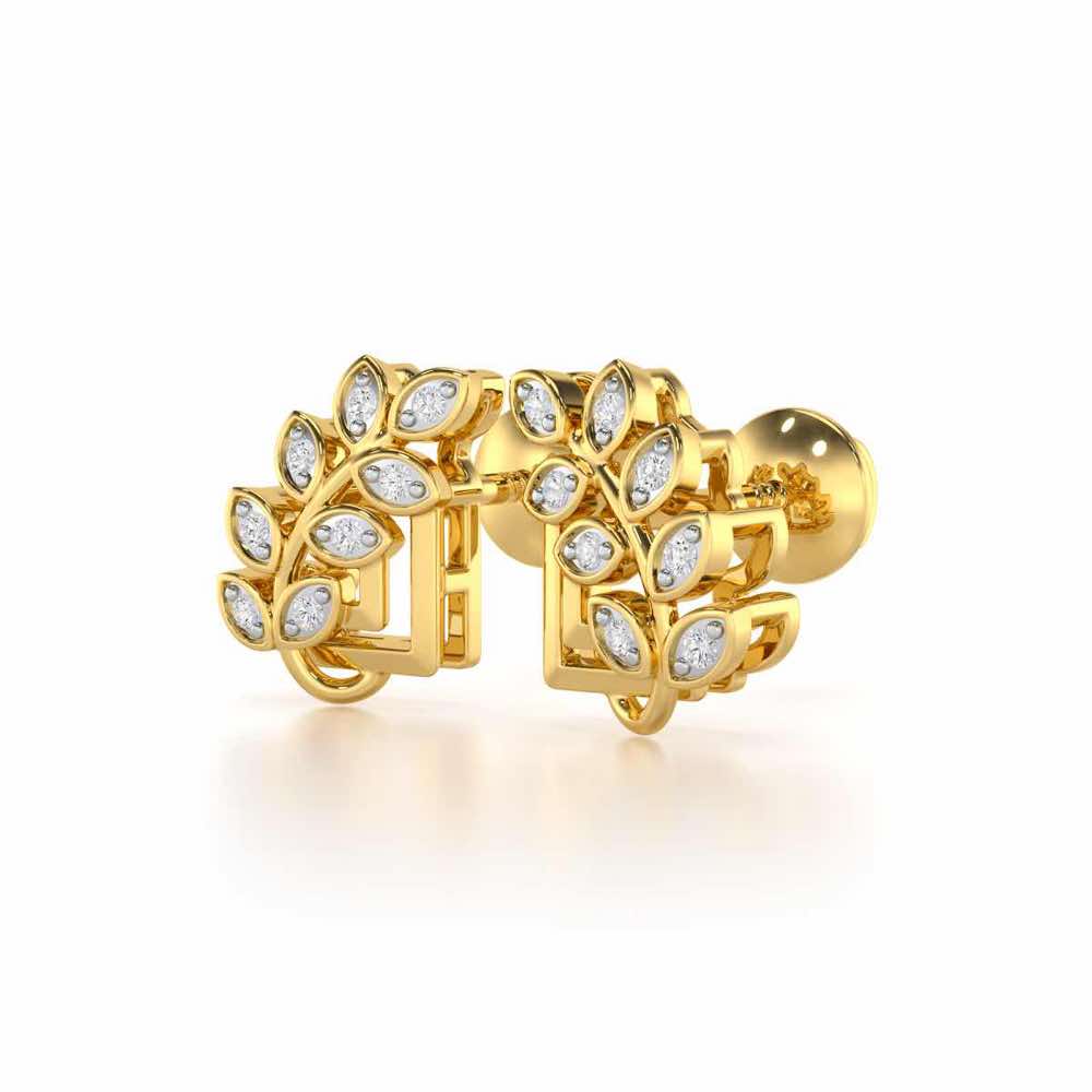 Exquisite Essence Silver Stud Earrings - Yellow Gold - Image 3