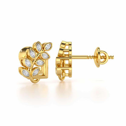 Exquisite Essence Silver Stud Earrings - Yellow Gold - Image 4