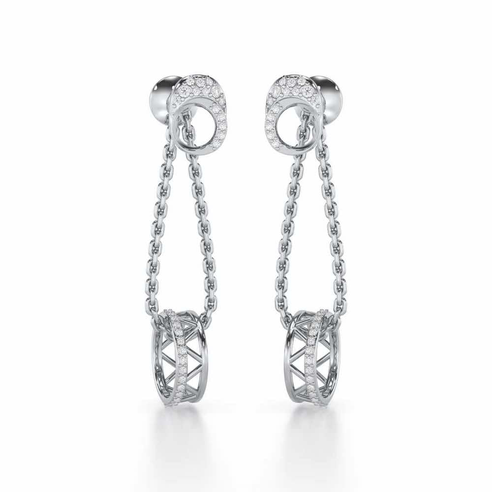 Exquisite Exuberance Silver Drop Earrings - White Gold - Image 1