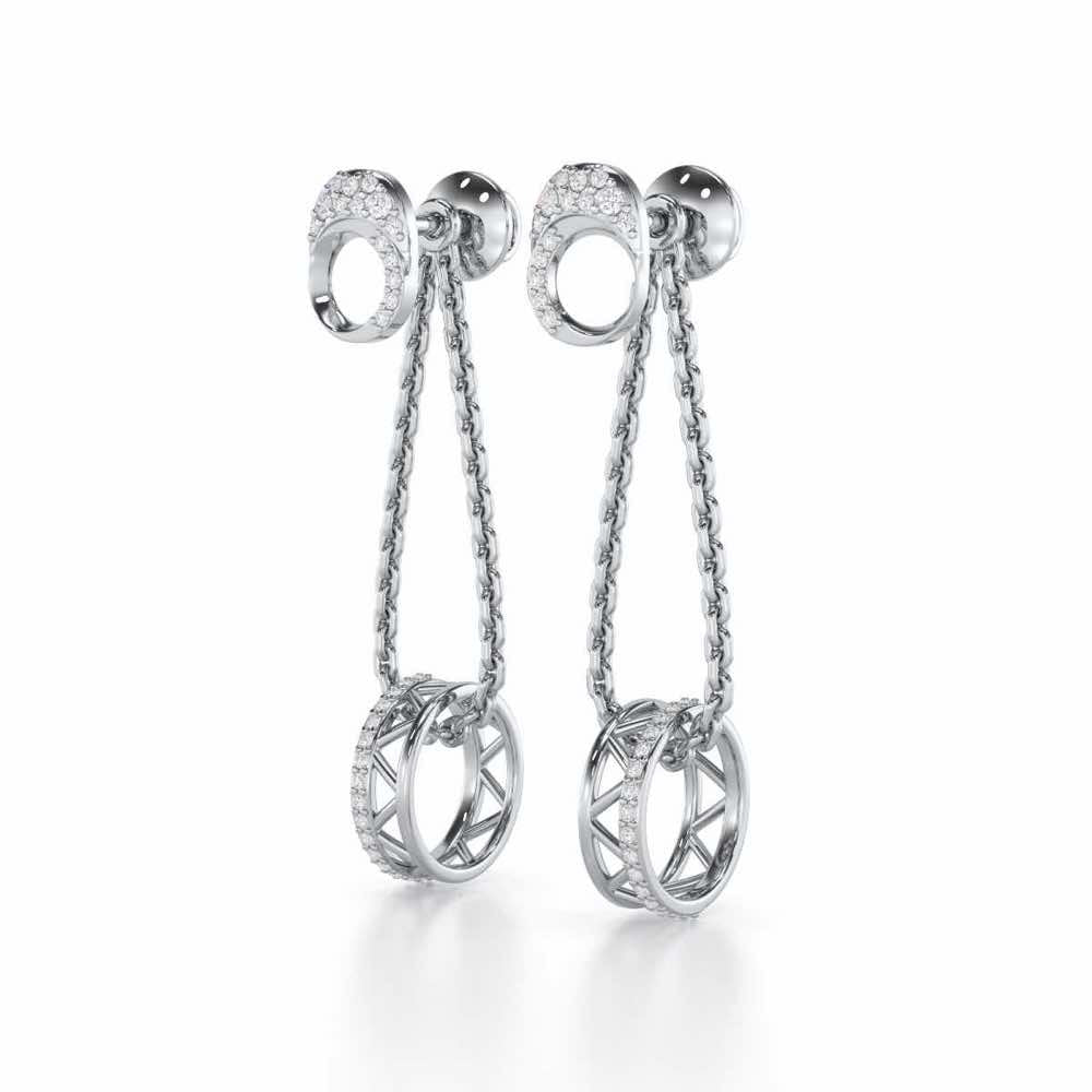 Exquisite Exuberance Silver Drop Earrings - White Gold - Image 3