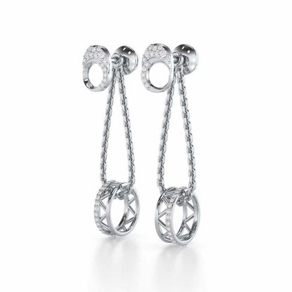 Exquisite Exuberance Silver Drop Earrings - White Gold - Image 3