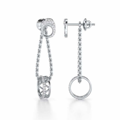 Exquisite Exuberance Silver Drop Earrings - White Gold - Image 4
