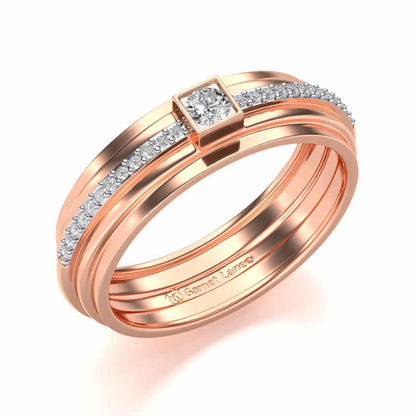 Exuberant Silver Band Ring - Rose Gold - Image 1