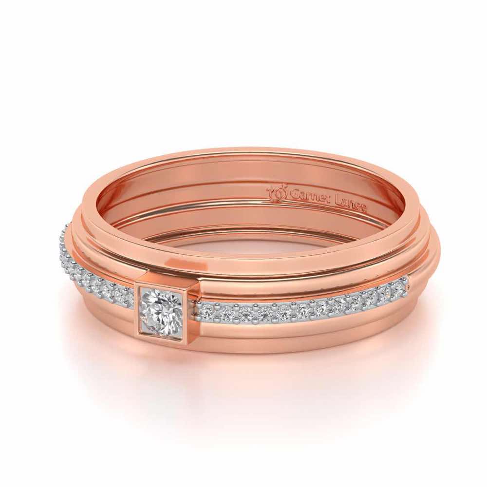 Exuberant Silver Band Ring - Rose Gold - Image 2