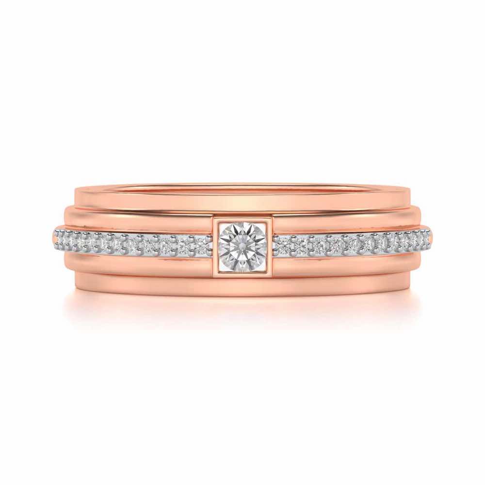 Exuberant Silver Band Ring - Rose Gold - Image 4