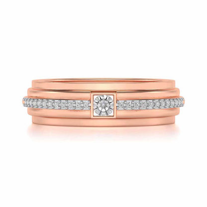 Exuberant Silver Band Ring - Rose Gold - Image 4
