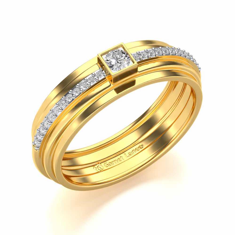Exuberant Silver Band Ring - Yellow Gold - Image 1
