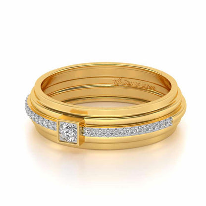 Exuberant Silver Band Ring - Yellow Gold - Image 2