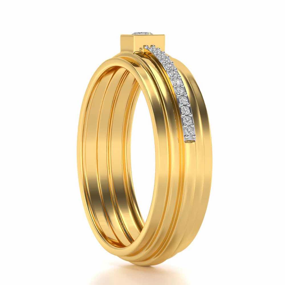 Exuberant Silver Band Ring - Yellow Gold - Image 3