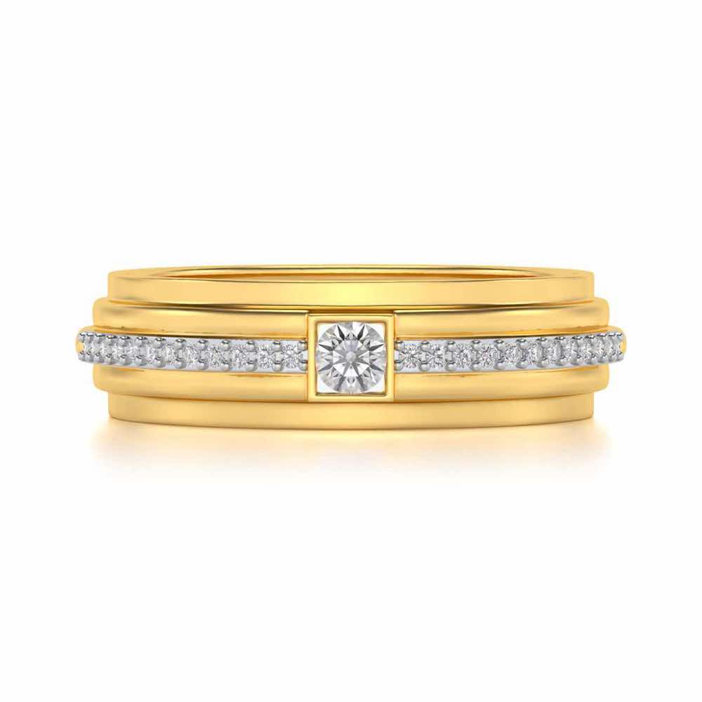 Exuberant Silver Band Ring - Yellow Gold - Image 4
