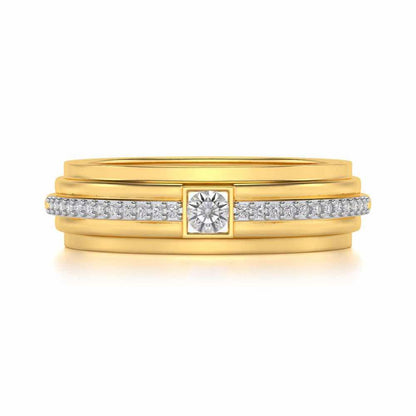 Exuberant Silver Band Ring - Yellow Gold - Image 4
