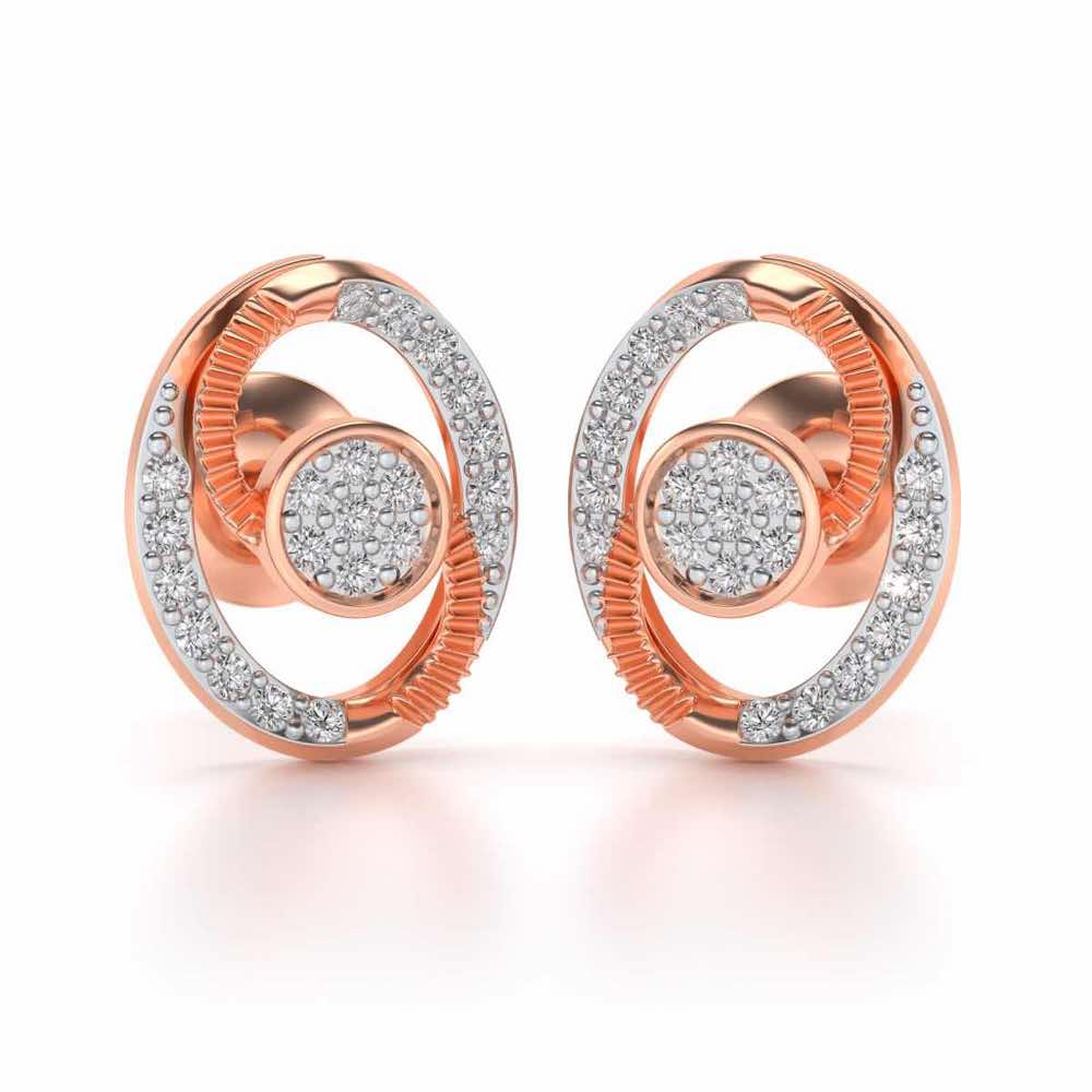 Eye Ball Silver Studs - Rose Gold - Image 1