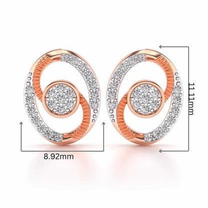 Eye Ball Silver Studs - Rose Gold - Image 2