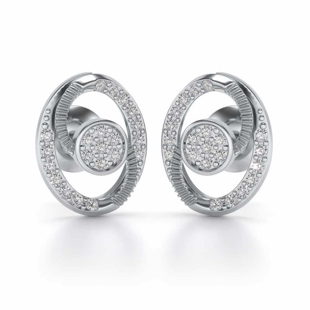 Eye Ball Silver Studs - White Gold - Image 1