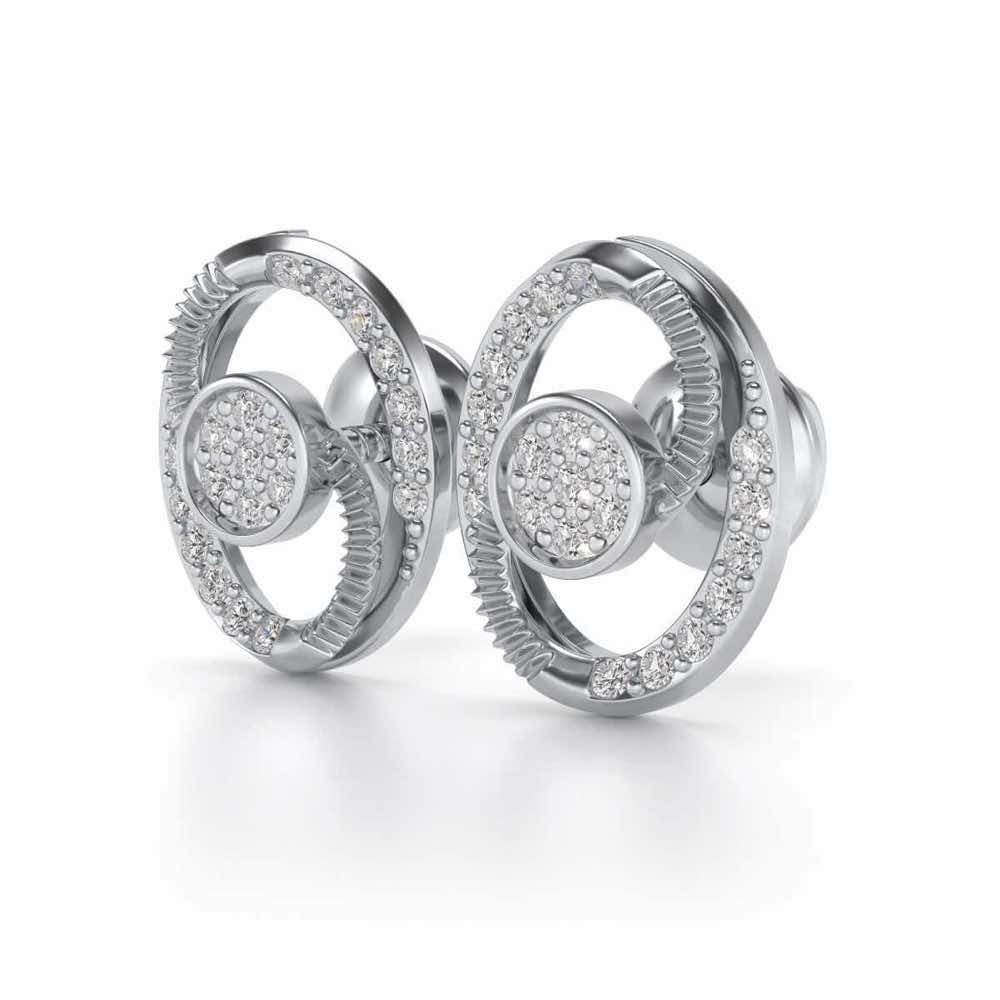 Eye Ball Silver Studs - White Gold - Image 3