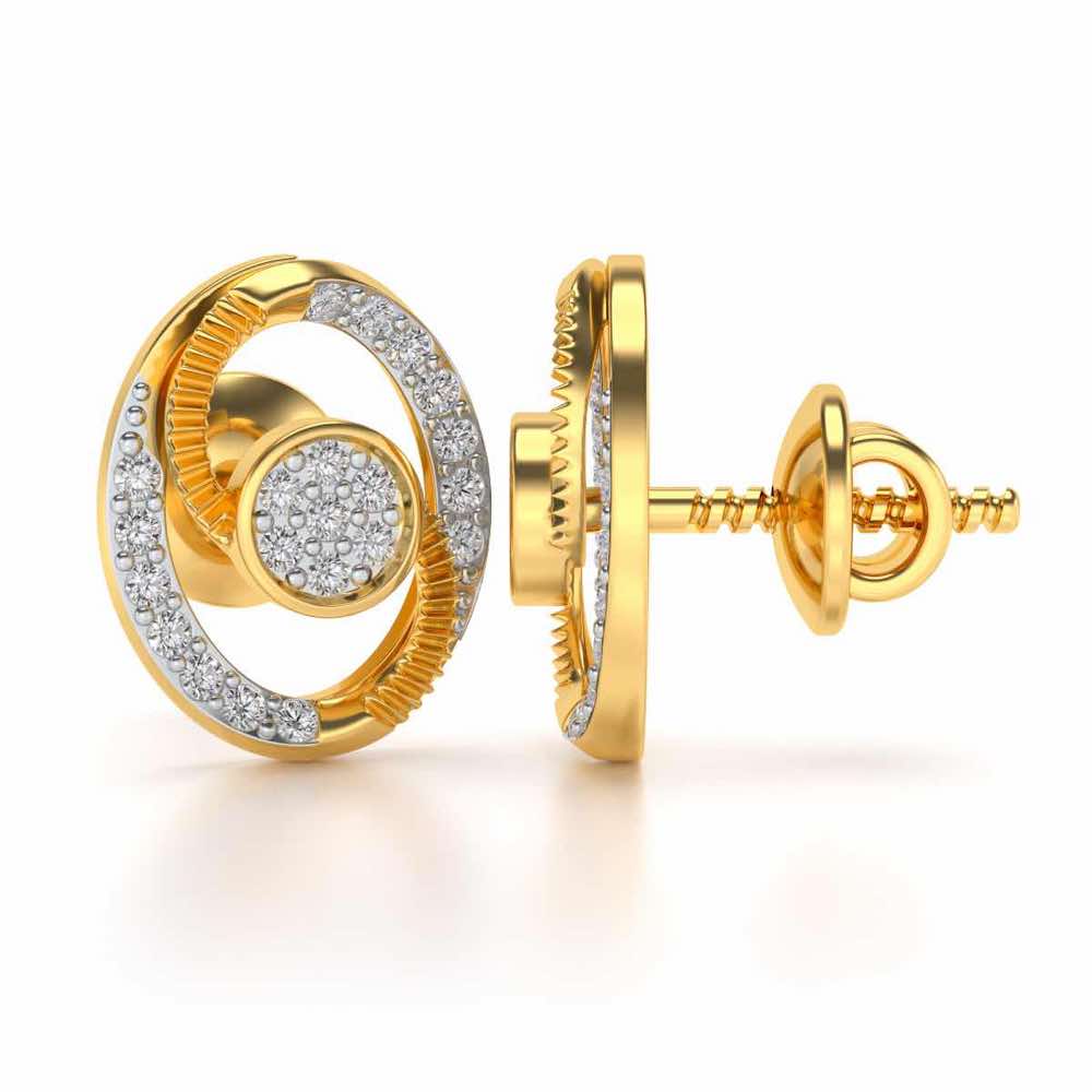 Eye Ball Silver Studs - Yellow Gold - Image 4