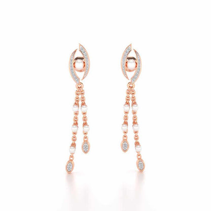 Eye Silver Dangler Earrings - Rose Gold - Image 1