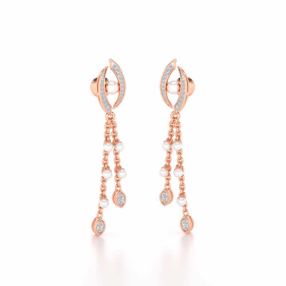 Eye Silver Dangler Earrings - Rose Gold - Image 2