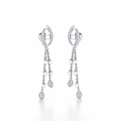 Eye Silver Dangler Earrings - White Gold - Image 2