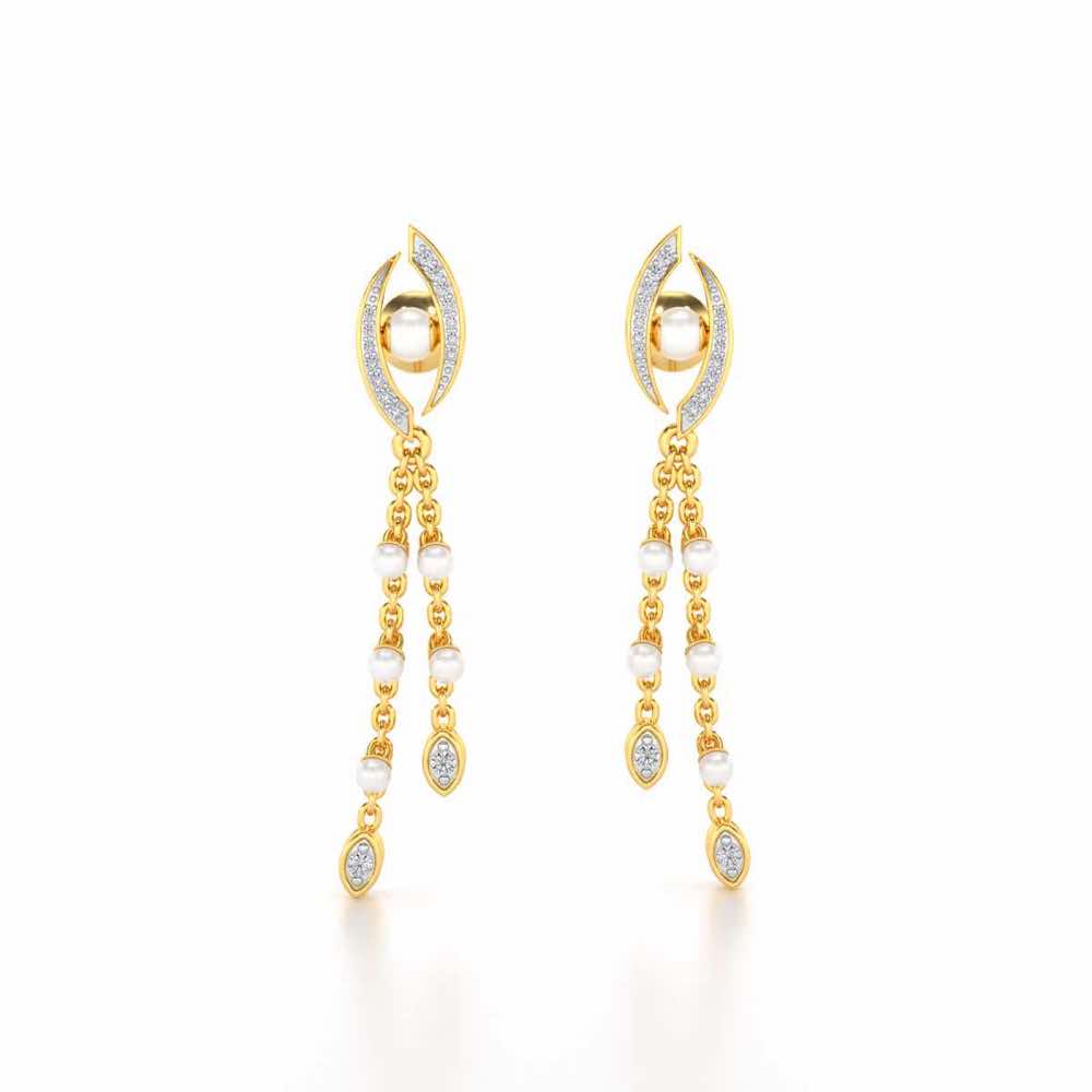 Eye Silver Dangler Earrings - Yellow Gold - Image 1