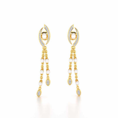 Eye Silver Dangler Earrings - Yellow Gold - Image 1