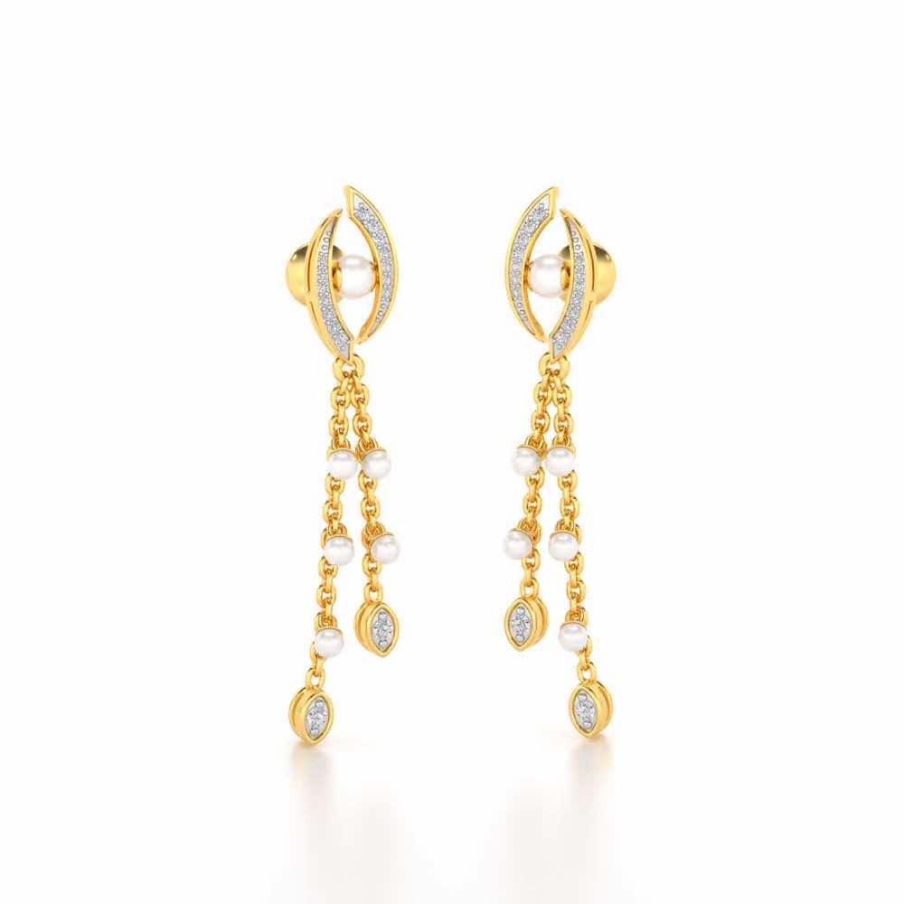 Eye Silver Dangler Earrings - Yellow Gold - Image 2