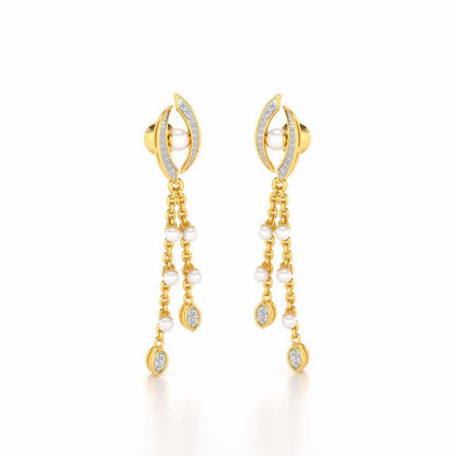Eye Silver Dangler Earrings - Yellow Gold - Image 2