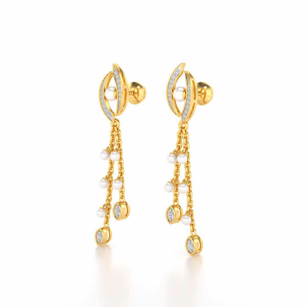 Eye Silver Dangler Earrings - Yellow Gold - Image 3