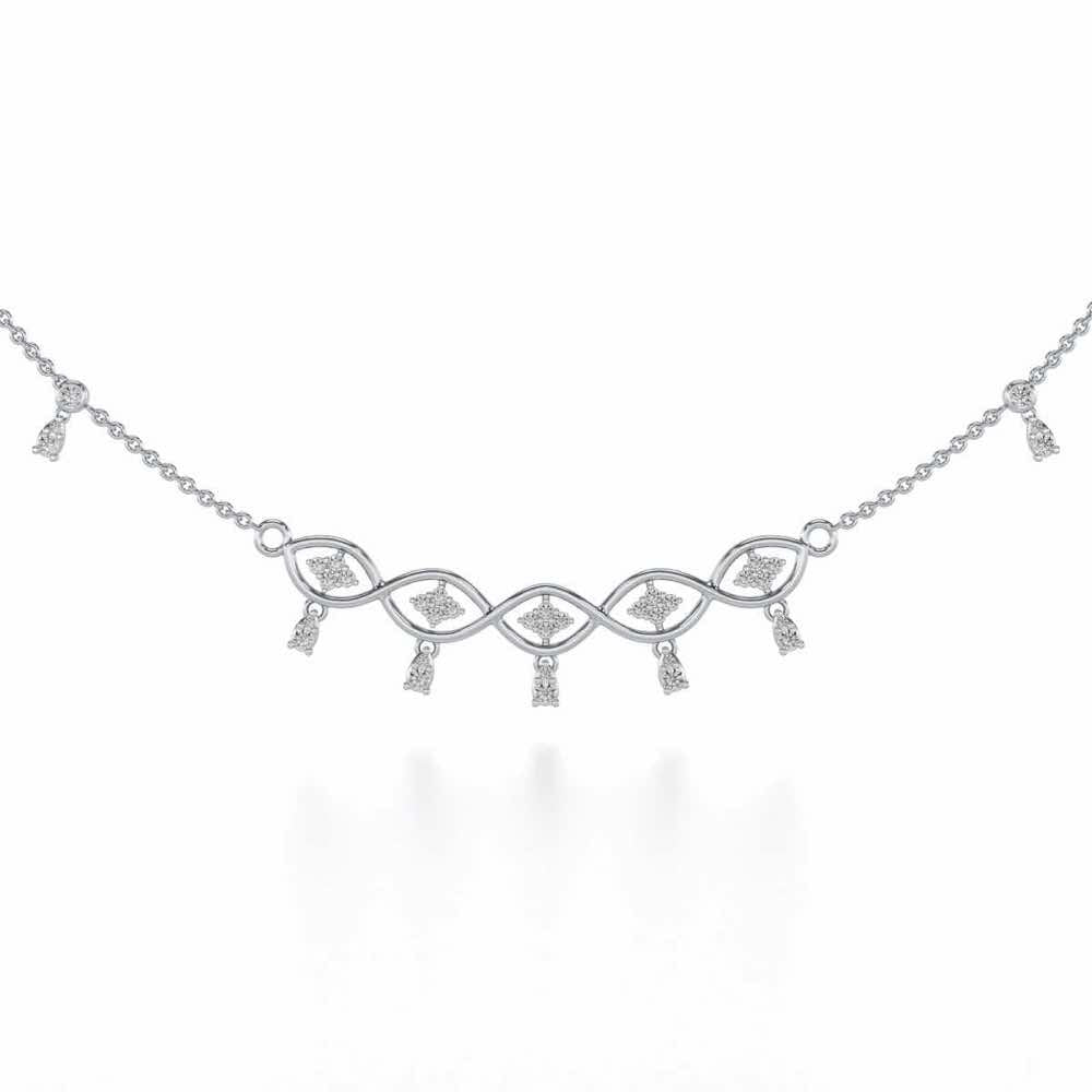 Eye catching Silver Necklace - White Gold - Image 2