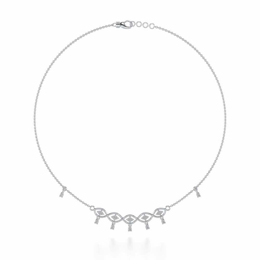 Eye catching Silver Necklace - White Gold - Image 3