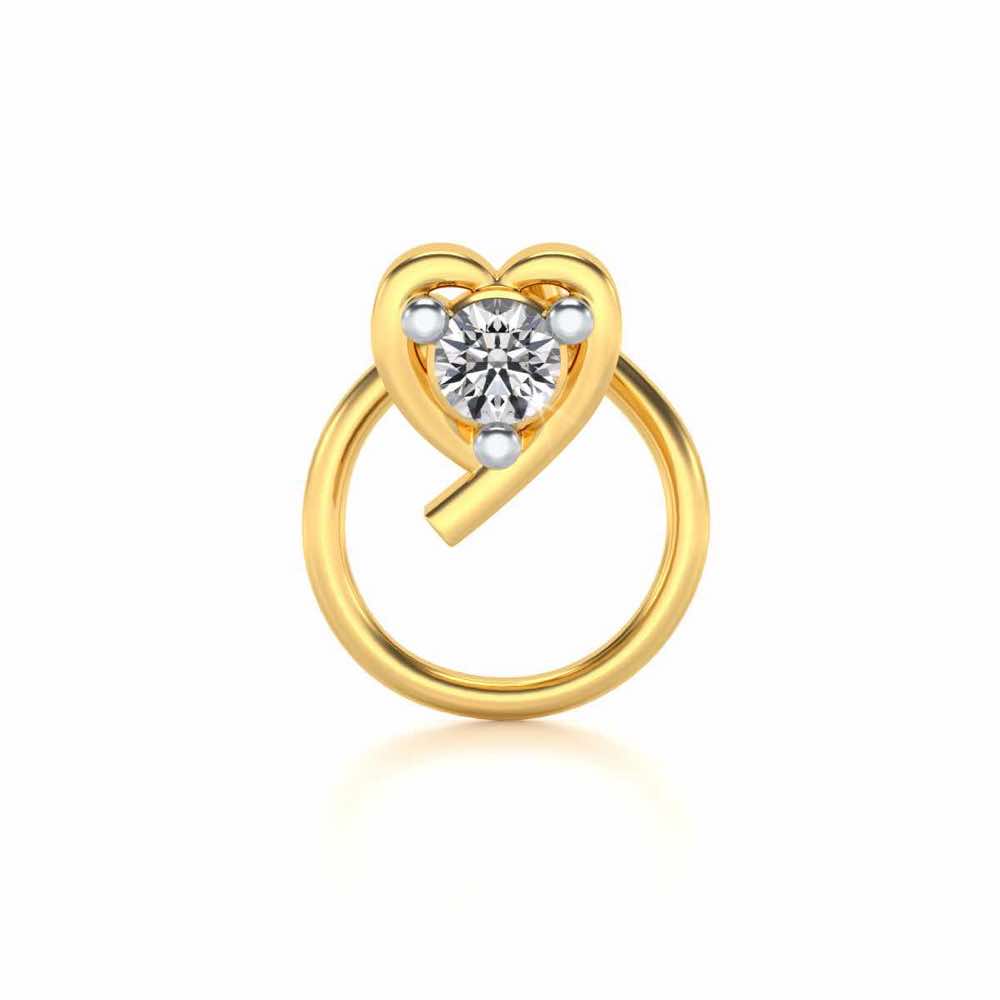 Eyed Silver Nosepin - Yellow Gold - Image 2