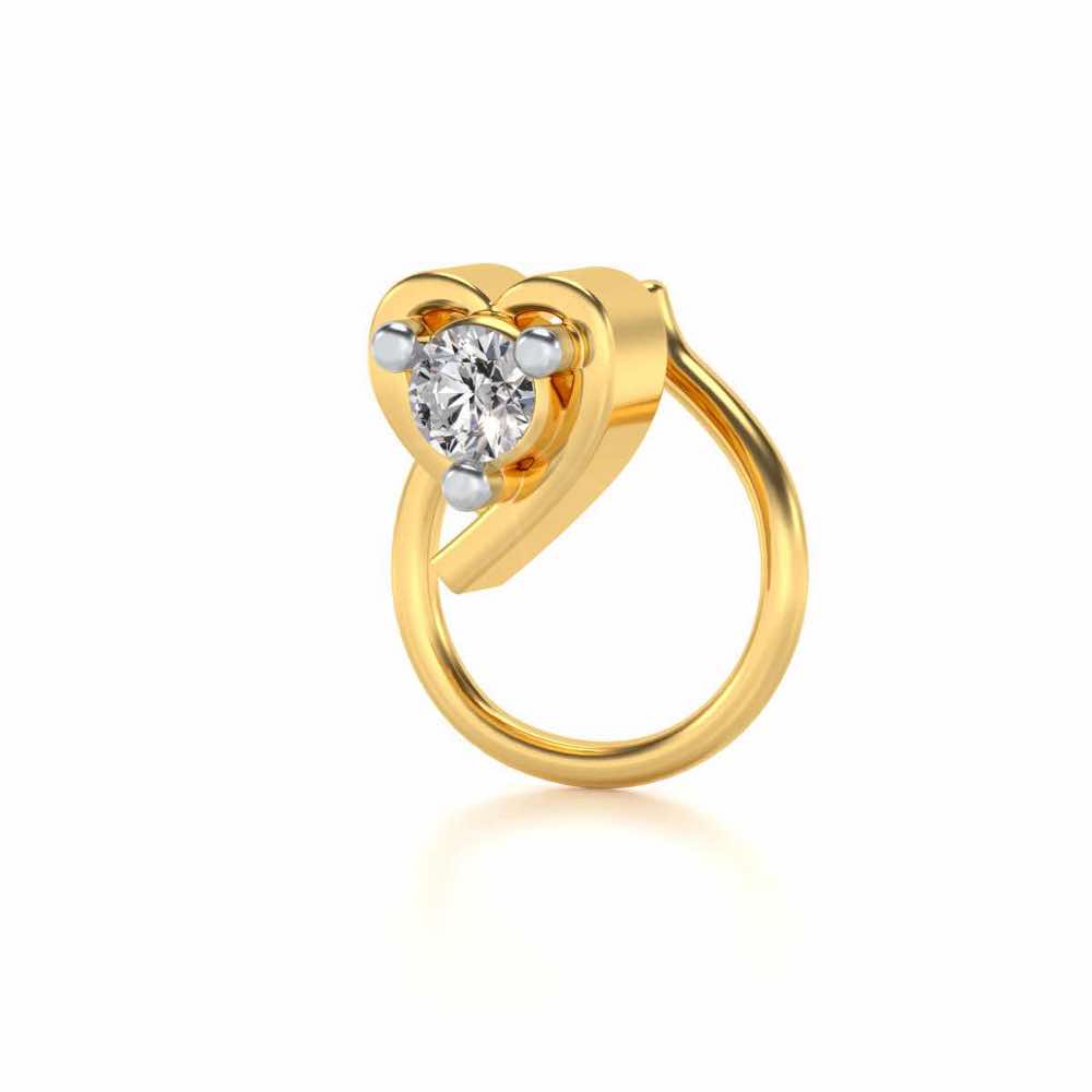 Eyed Silver Nosepin - Yellow Gold - Image 3